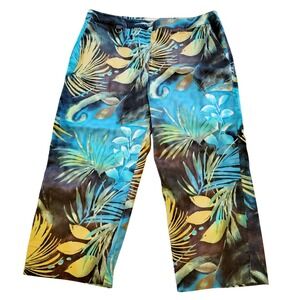 Chico's Design‎ 3 Pants Cropped Multi Color Tropical Vintage Pockets Zip Button